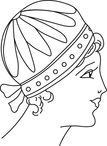 Gallic Headdress In The Time Of Childebert Or Coubert (570). Coloring Page